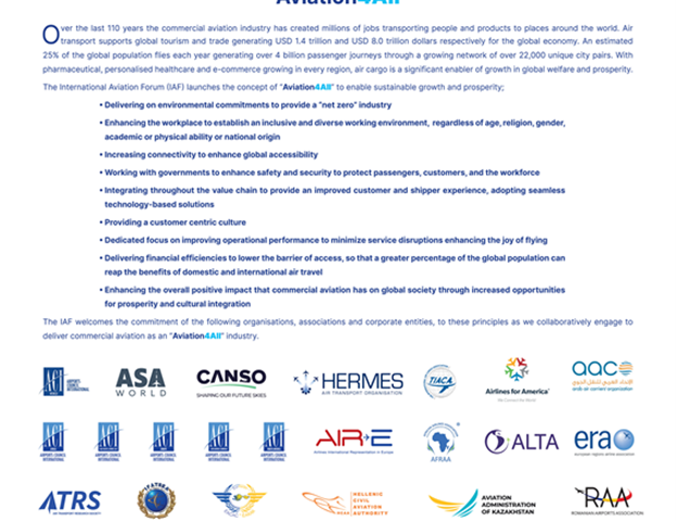 АВИАЦИОННАЯ ОТРАСЛЬ ОБЪЕДИНЯЕТСЯ ДЛЯ ПОДДЕРЖКИ ГЛОБАЛЬНОГО РАЗВИТИЯ, ПОДПИСАВ ДЕКЛАРАЦИЮ «AVIATION4ALL»